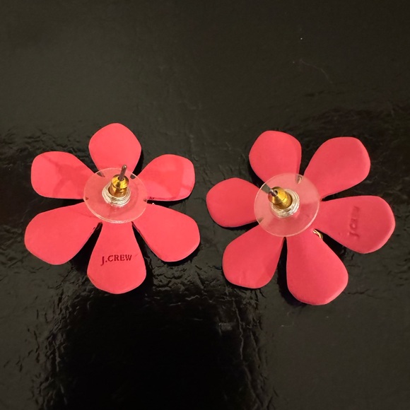 J. Crew Flower Stud Earrings in Geranium with CZ Center - Picture 3 of 5